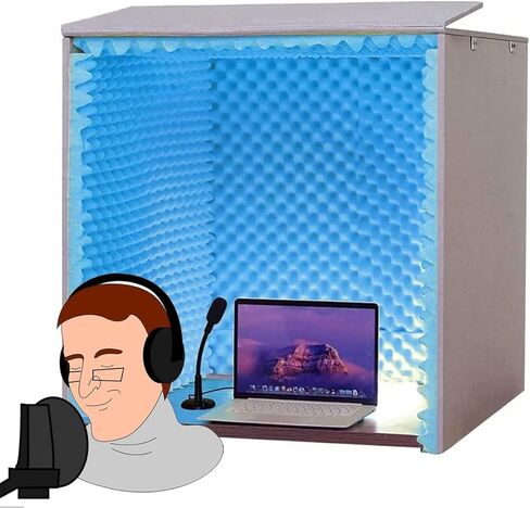 لوحات عازلة للصوت صغيرة محمولة لتسجيل الصوت، لوحات عازلة للصوت للجدران، للمؤتمرات والبث، مايكرو لاستوديو التسجيل، المنزل، المكاتب، أزرق in Kuwait