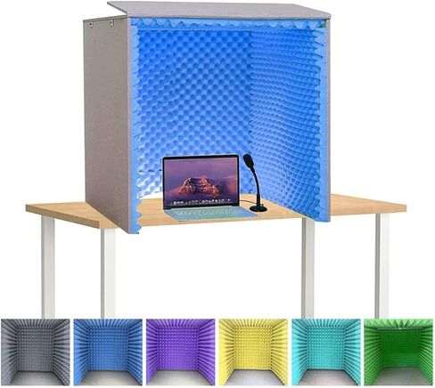 Desktop Soundproof Cover,Self Made Portable Sound Recording Vocal Booth Box,Music Studio Bedroom Home, Decreasing Noise,for Recording Studio, Podcasts, Singing, and Broadcasti,Darkblue in Saudi Arabia