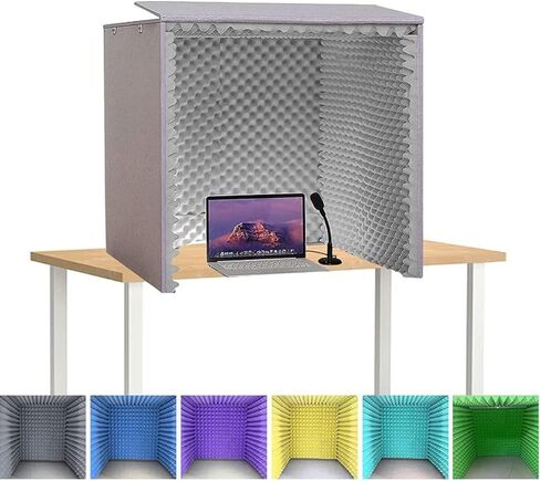 Desktop Soundproof Cover,Self Made Portable Sound Recording Vocal Booth Box,Music Studio Bedroom Home, Decreasing Noise,for Recording Studio, Podcasts, Singing, and Broadcasti,Grey in Saudi Arabia