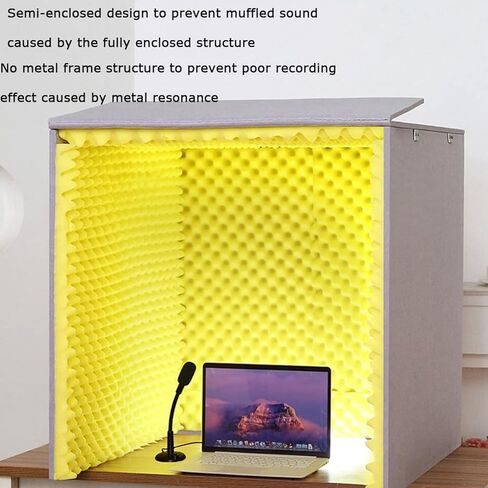 Desktop Soundproof Cover,Self Made Portable Sound Recording Vocal Booth Box,Music Studio Bedroom Home, Decreasing Noise,for Recording Studio, Podcasts, Singing, and Broadcasti,Grey in Saudi Arabia