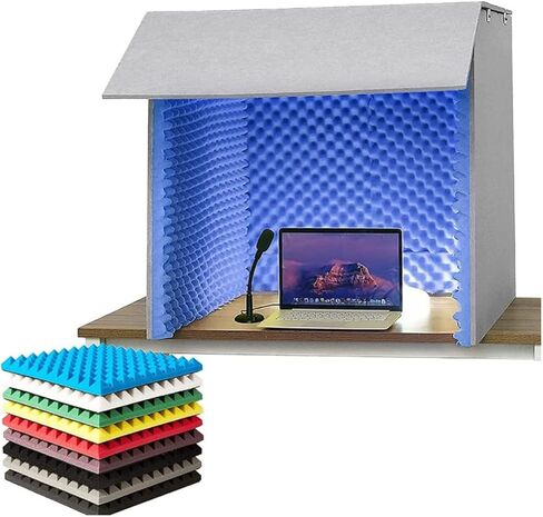 Portable Vocal Recording Booth,Desktop Soundproof Cover,Sound Booth,Desktop Soundproof Cover,self Made Sound Recording Vocal Booth Box,for Studio Desk,Recording Booth,Darkblue in Saudi Arabia