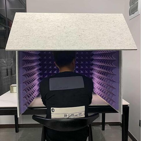 صندوق كشك عزل الميكروفون، كشك تسجيل محمول، درع ممتص صوتي، غطاء عازل للصوت لسطح المكتب، كشك صوتي محمول للتسجيل، للمكتب المنزلي والاستوديو، أصفر-80*80*80 سم in Kuwait