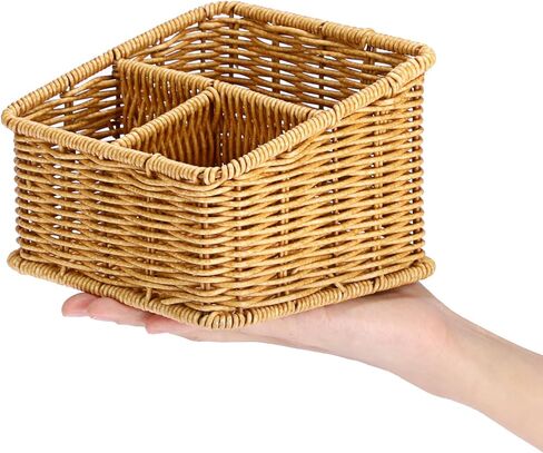 BTSKY 3 Slots Natural Woven Remote Control Holder for Desk Rattan Media TV Caddy Storage Holder Office Supply Storage Rack Desk Accessories Organizer For Living Room Bedroom Countertop, Dark Brown in Saudi Arabia