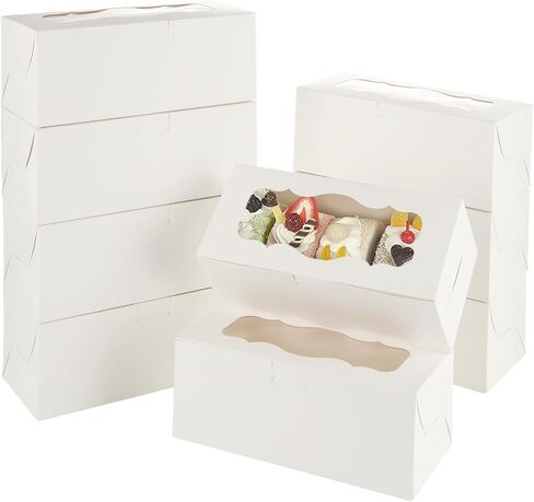 50pcs 9x4x3.5 Inch Cookie Boxes White Bakery Boxes with Window Loaf Cake Boxes for Roll Cakes, Candies and Pastries, Desserts, Muffins, Donuts in Saudi Arabia