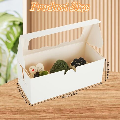 50pcs 9x4x3.5 Inch Cookie Boxes White Bakery Boxes with Window Loaf Cake Boxes for Roll Cakes, Candies and Pastries, Desserts, Muffins, Donuts in Saudi Arabia