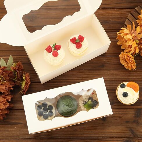 50pcs 9x4x3.5 Inch Cookie Boxes White Bakery Boxes with Window Loaf Cake Boxes for Roll Cakes, Candies and Pastries, Desserts, Muffins, Donuts in Saudi Arabia