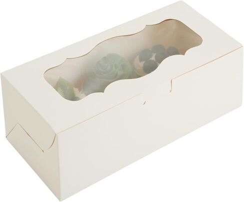 50pcs 9x4x3.5 Inch Cookie Boxes White Bakery Boxes with Window Loaf Cake Boxes for Roll Cakes, Candies and Pastries, Desserts, Muffins, Donuts in Saudi Arabia