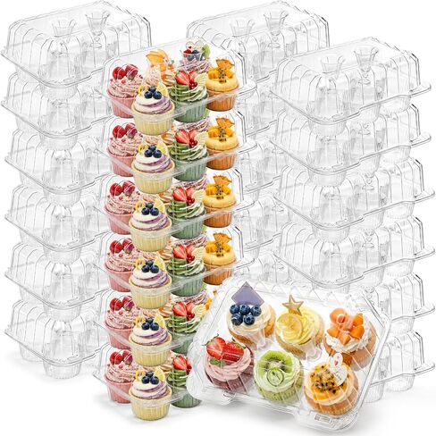 Coloch 40 Pack Clear Cupcake Container, 6 Count Plastic Cupcake Box with Lid Disposable 6 Cavity Muffin Holder BPA Free Bakery Carrying Box for Standard Sized Cupcakes in Saudi Arabia