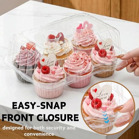 Coloch 40 Pack Clear Cupcake Container, 6 Count Plastic Cupcake Box with Lid Disposable 6 Cavity Muffin Holder BPA Free Bakery Carrying Box for Standard Sized Cupcakes in Saudi Arabia