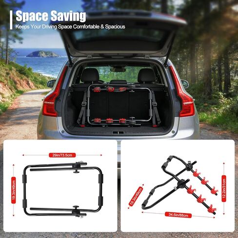 رف الدراجة للسيارة 3-دراجة حامل حامل دراجة قابل للطي لسيارات الدفع الرباعي قوي وغير قابل للسقوط دراجة رفوف السيارة مقاومة للخدش حامل وصلة الدراجة لا تحجب لوحات الترخيص حامل الدراجة حامل وصلة التركيب in Kuwait