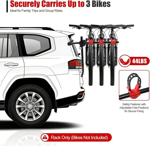 رف الدراجة للسيارة 3-دراجة حامل حامل دراجة قابل للطي لسيارات الدفع الرباعي قوي وغير قابل للسقوط دراجة رفوف السيارة مقاومة للخدش حامل وصلة الدراجة لا تحجب لوحات الترخيص حامل الدراجة حامل وصلة التركيب in Kuwait