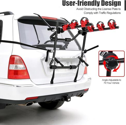 رف الدراجة للسيارة 3-دراجة حامل حامل دراجة قابل للطي لسيارات الدفع الرباعي قوي وغير قابل للسقوط دراجة رفوف السيارة مقاومة للخدش حامل وصلة الدراجة لا تحجب لوحات الترخيص حامل الدراجة حامل وصلة التركيب in Kuwait