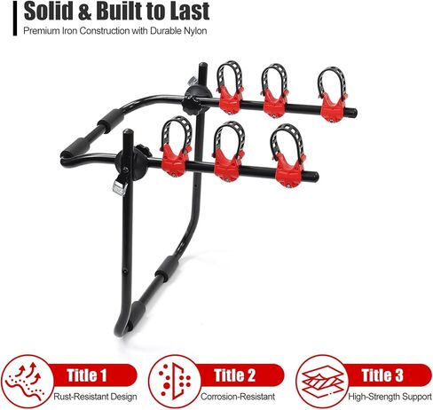 رف الدراجة للسيارة 3-دراجة حامل حامل دراجة قابل للطي لسيارات الدفع الرباعي قوي وغير قابل للسقوط دراجة رفوف السيارة مقاومة للخدش حامل وصلة الدراجة لا تحجب لوحات الترخيص حامل الدراجة حامل وصلة التركيب in Kuwait
