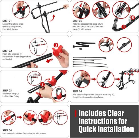 رف الدراجة للسيارة 3-دراجة حامل حامل دراجة قابل للطي لسيارات الدفع الرباعي قوي وغير قابل للسقوط دراجة رفوف السيارة مقاومة للخدش حامل وصلة الدراجة لا تحجب لوحات الترخيص حامل الدراجة حامل وصلة التركيب in Kuwait