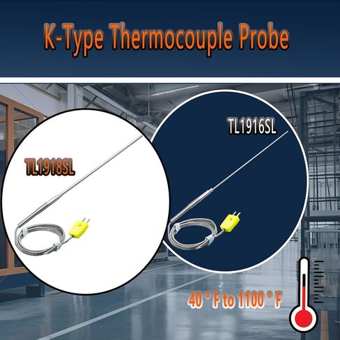 مجموعة مسبار حراري من النوع K مكونة من قطعتين طول المسبار: 12 بوصة القطر: كبير 0.13 بوصة/صغير 0.06 بوصة نطاق درجة الحرارة: -40 درجة فهرنهايت إلى 1100 درجة فهرنهايت طول الكابل: 40 بوصة الموديل: TL1918SL TL1916SL in Kuwait