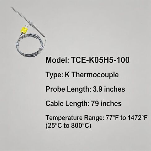 مسبار حراري من النوع K، خيط M8، نطاق درجة الحرارة -50 درجة فهرنهايت إلى 1472 درجة فهرنهايت، مناسب للأفران والأفران والطابعات ثلاثية الأبعاد ومعدات التدفئة. in Kuwait