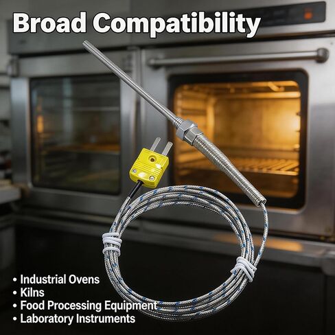 مسبار حراري من النوع K، خيط M8، نطاق درجة الحرارة -50 درجة فهرنهايت إلى 1472 درجة فهرنهايت، مناسب للأفران والأفران والطابعات ثلاثية الأبعاد ومعدات التدفئة. in Kuwait