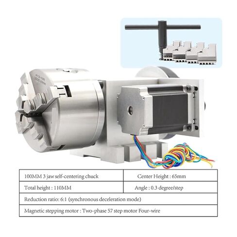 محرك تروس دودة تيار مستمر 4 فك 100 مللي متر 4th + تايلستوك تقسيم رأس الدوران باستخدام الحاسب الآلي/مجموعة لجهاز التوجيه باستخدام الحاسب الآلي الصغير/نقش أعمال الخشب in Kuwait