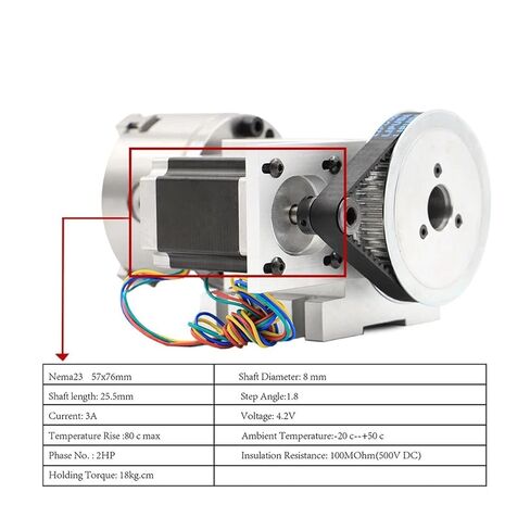 محرك تروس دودة تيار مستمر 4 الفك 100 مللي متر نك 4th نسبة التخفيض 6:1 نك تقسيم الرأس/دوران عدة Nema23 لآلة الحفر على الخشب in Kuwait