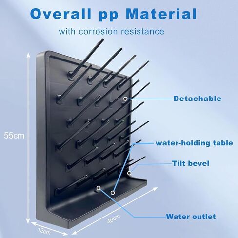 27 Pegs Black Glass Bottle Drying Rack 2PCS - Wall-Mount/Free-Standing Detachable Pegs for Lab Supply Cleaning Equipment or Science Use in Kuwait