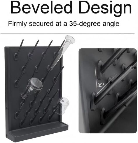 27 Pegs Black Glass Bottle Drying Rack 2PCS - Wall-Mount/Free-Standing Detachable Pegs for Lab Supply Cleaning Equipment or Science Use in Kuwait