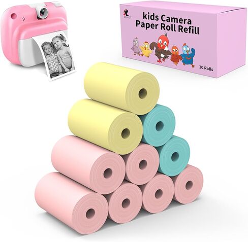 10 Rolls Kids Camera Paper Roll -swill - طباعة الطباعة الحرارية عالية الدقة ، متوافقة مع esoxoffore/etikez/cimizi/dylanto Kids Camera print (color ، 57x25mm) in Saudi Arabia
