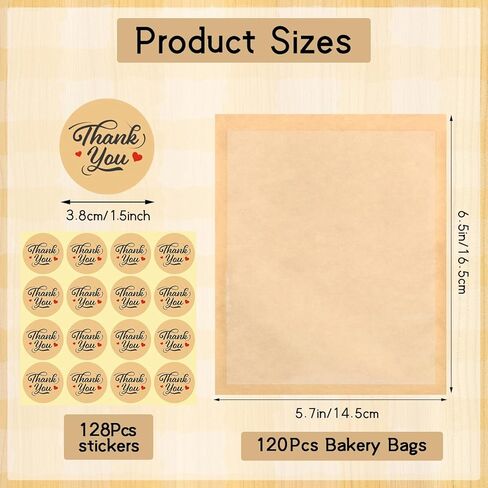120 Pack Cookie Bags with Seal, 5.7x6.5 Inch Self Sealing Kraft Bakery Bags with Window, Heat Sealable & Grease Resistant To Go Sleeves for Donuts Treat Scone Brownie Waffle Mothers Day Snacks in Saudi Arabia