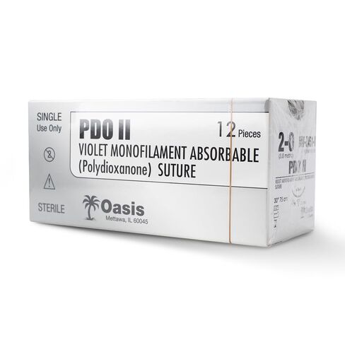 خياطة جراحية من Oasis Vet PDO (Polydioxanone)، 2-0، (FS-1) 3/8 24 مم إبرة قطع عكسية، 75 سم، 12/صندوق، للاستخدام البيطري in Kuwait