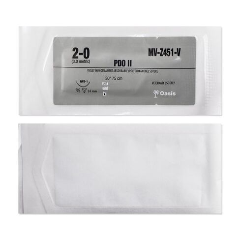 خياطة جراحية من Oasis Vet PDO (Polydioxanone)، 2-0، (FS-1) 3/8 24 مم إبرة قطع عكسية، 75 سم، 12/صندوق، للاستخدام البيطري in Kuwait