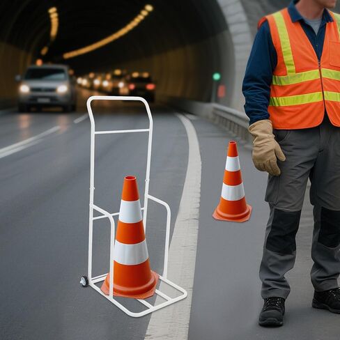 Traffic Cone Storage Cart, 350 lbs Heavy Duty Traffic Cones Holder with Wheels, Transport Dolly for Safety Cones for Construction Sites, Parking Lots, Schools, Training Facilities (Black) in Saudi Arabia