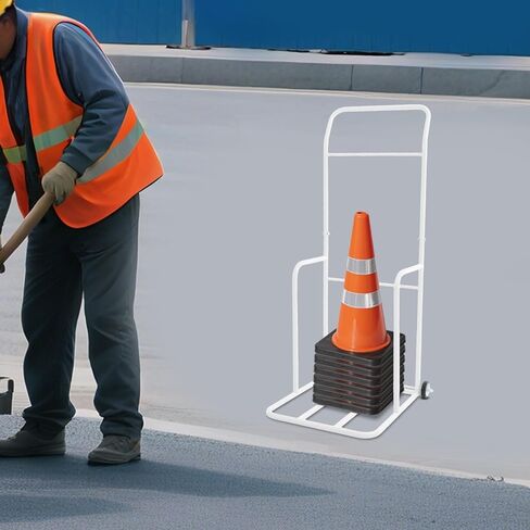 Traffic Cone Storage Cart, 350 lbs Heavy Duty Traffic Cones Holder with Wheels, Transport Dolly for Safety Cones for Construction Sites, Parking Lots, Schools, Training Facilities (Black) in Saudi Arabia