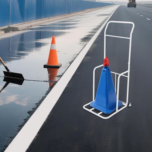Traffic Cone Storage Cart, 350 lbs Heavy Duty Traffic Cones Holder with Wheels, Transport Dolly for Safety Cones for Construction Sites, Parking Lots, Schools, Training Facilities (Black) in Saudi Arabia