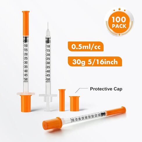 100 عبوة 0.5 مل/سم مكعب 30 جرام 5/16 بوصة 8 مم، محاقن مختبر علمي، عبوة فردية in Kuwait
