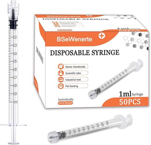 50 عبوة من محاقن Luer Lock سعة 1 مل (بدون إبرة) معقمة واحترافية، مغلفة بشكل فردي in Kuwait