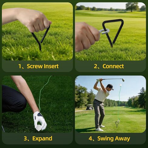مدرب أرجوحة حبل الجولف للفناء الخلفي، مساعد تدريب على أرجوحة الجولف مع كرة على خيط ووتد أرضي حلزوني، تحسين الإيقاع والقوة والإيقاع، معدات تدريب الجولف المحمولة للرجال والنساء in Kuwait