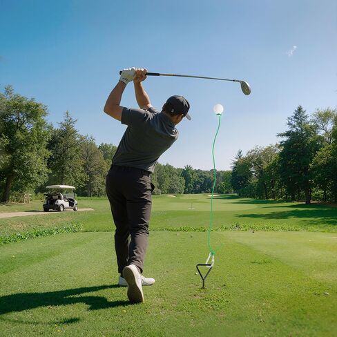 مدرب أرجوحة حبل الجولف للفناء الخلفي، مساعد تدريب على أرجوحة الجولف مع كرة على خيط ووتد أرضي حلزوني، تحسين الإيقاع والقوة والإيقاع، معدات تدريب الجولف المحمولة للرجال والنساء in Kuwait