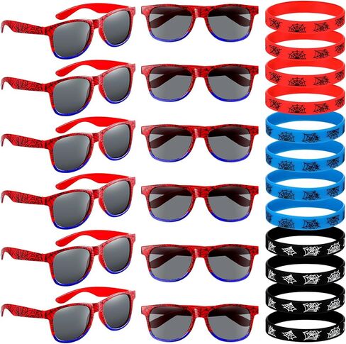 Kingdder 24 PCS العنكبوت على شبكة الإنترنت نظارة شمسية و Silicone معصم الأساور العنكبوت العاطفة. in Saudi Arabia