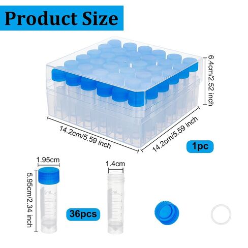 OLYCRAFT 36Pcs 5 ml Plastic Small Vials with Screw Caps Plastic Graduated Vial Tube Sample Tubes Graduated Plastic Cryovial Storage Container Tubes with Plastic Storage Box for Laboratory in Saudi Arabia