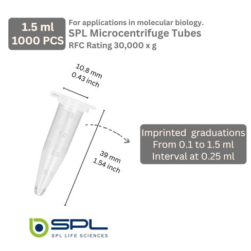 SPL 1.5 مل غطاء أنبوبي للطرد المركزي الدقيق، بولي بروبيلين شفاف متدرج (1000/علبة) in Saudi Arabia