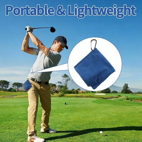 3 قطع منشفة كرة الجولف، منشفة جيب صغيرة مع مشبك على شكل حرف D، تجفيف سريع، سهلة التنظيف، محمولة، حقيبة تنظيف كرة الجولف، إكسسوارات خارجية للرجال والنساء in Kuwait