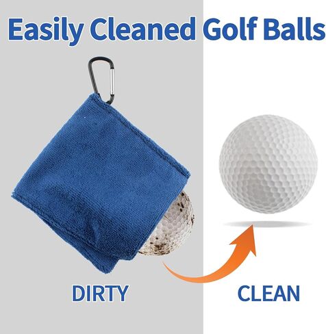 3 قطع منشفة كرة الجولف، منشفة جيب صغيرة مع مشبك على شكل حرف D، تجفيف سريع، سهلة التنظيف، محمولة، حقيبة تنظيف كرة الجولف، إكسسوارات خارجية للرجال والنساء in Kuwait