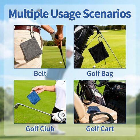 3 قطع منشفة كرة الجولف، منشفة جيب صغيرة مع مشبك على شكل حرف D، تجفيف سريع، سهلة التنظيف، محمولة، حقيبة تنظيف كرة الجولف، إكسسوارات خارجية للرجال والنساء in Kuwait