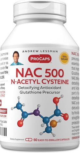 Andrew Lessman NAC-500 N-acetyl cysteine 180 capsules-يساعد على مكافحة الهجوم اليومي من الجذور الحرة الضارة ، يحمي الدماغ ، القلب ، الرئتين ، الكبد ، الكلى. إزالة السموم المضادة للأكسدة. لا إضافات in Saudi Arabia