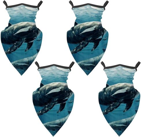 4 Pieces Cooling Neck Gaiter Face Cover for Sun Protection Whale Face Mask Reflective for Men Women Fishing Cycling Hiking in Saudi Arabia