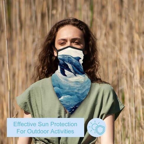 4 Pieces Cooling Neck Gaiter Face Cover for Sun Protection Whale Face Mask Reflective for Men Women Fishing Cycling Hiking in Saudi Arabia