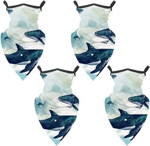 4 Pieces Cooling Neck Gaiter Face Cover for Sun Protection Whale Face Mask Reflective for Men Women Fishing Cycling Hiking in Saudi Arabia