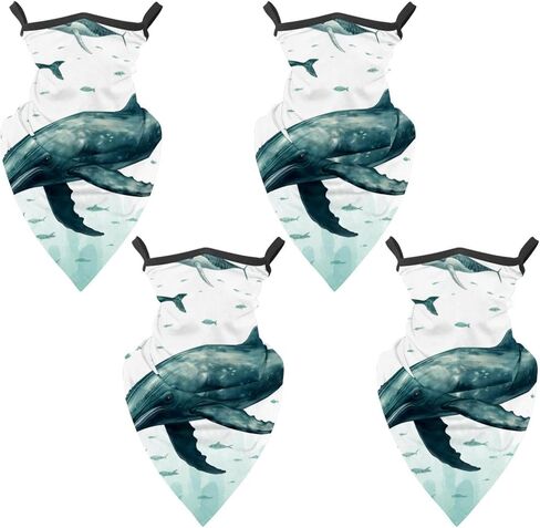 4 Pieces Cooling Neck Gaiter Face Cover for Sun Protection Whale Face Mask Reflective for Men Women Fishing Cycling Hiking in Saudi Arabia