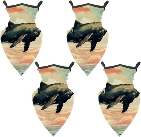 4 Pieces Cooling Neck Gaiter Face Cover for Sun Protection Whale Face Mask Reflective for Men Women Fishing Cycling Hiking in Saudi Arabia