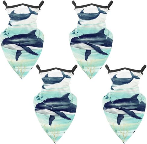 4 Pieces Cooling Neck Gaiter Face Cover for Sun Protection Whale Face Mask Reflective for Men Women Fishing Cycling Hiking in Saudi Arabia