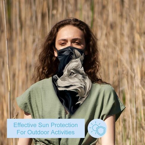 4 Pack Wolf Neck Gaiter, Cooling Breathable Face Mask UV Protection Scarf Hiking Bandana for Men/Women in Saudi Arabia